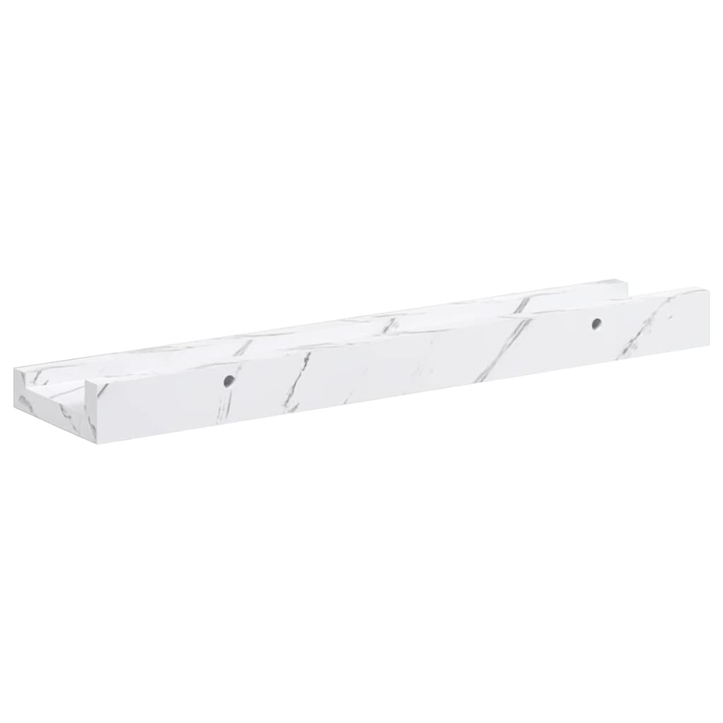 Sieninės lentynos su lentyna 2 pcs Balti marmuro 40 x 9 x 3 cm