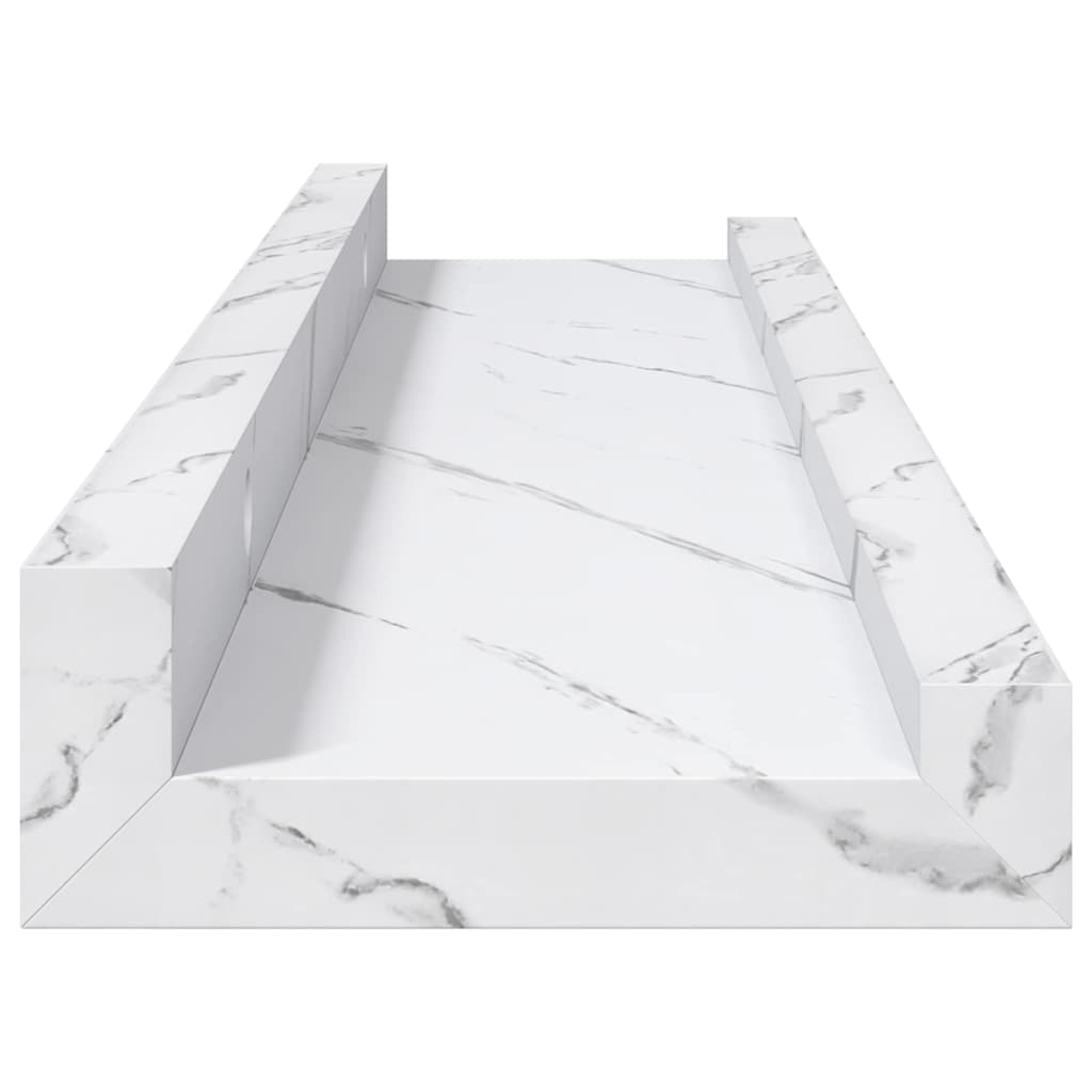 Sieninės lentynos su lentyna 2 pcs Balti marmuro 40 x 9 x 3 cm