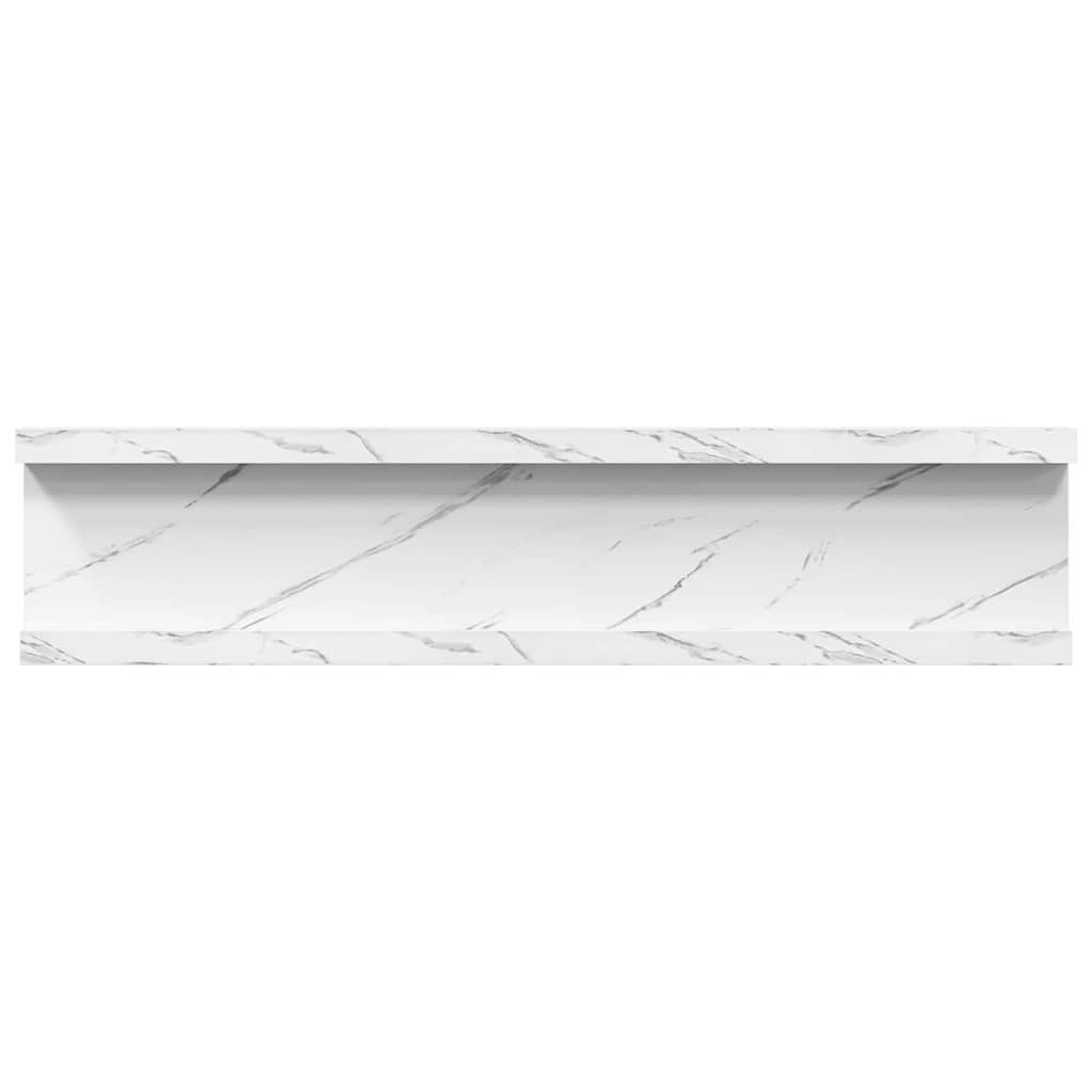 Sieninės lentynos su lentyna 2 pcs Balti marmuro 40 x 9 x 3 cm