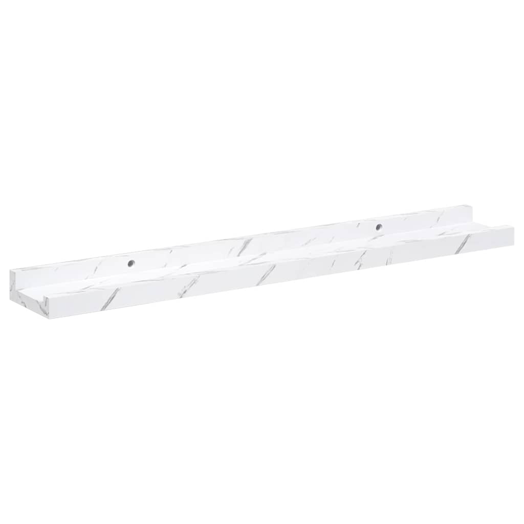 Sieninės lentynos su lentyna 2 pcs Balti marmuro 60 x 9 x 3 cm