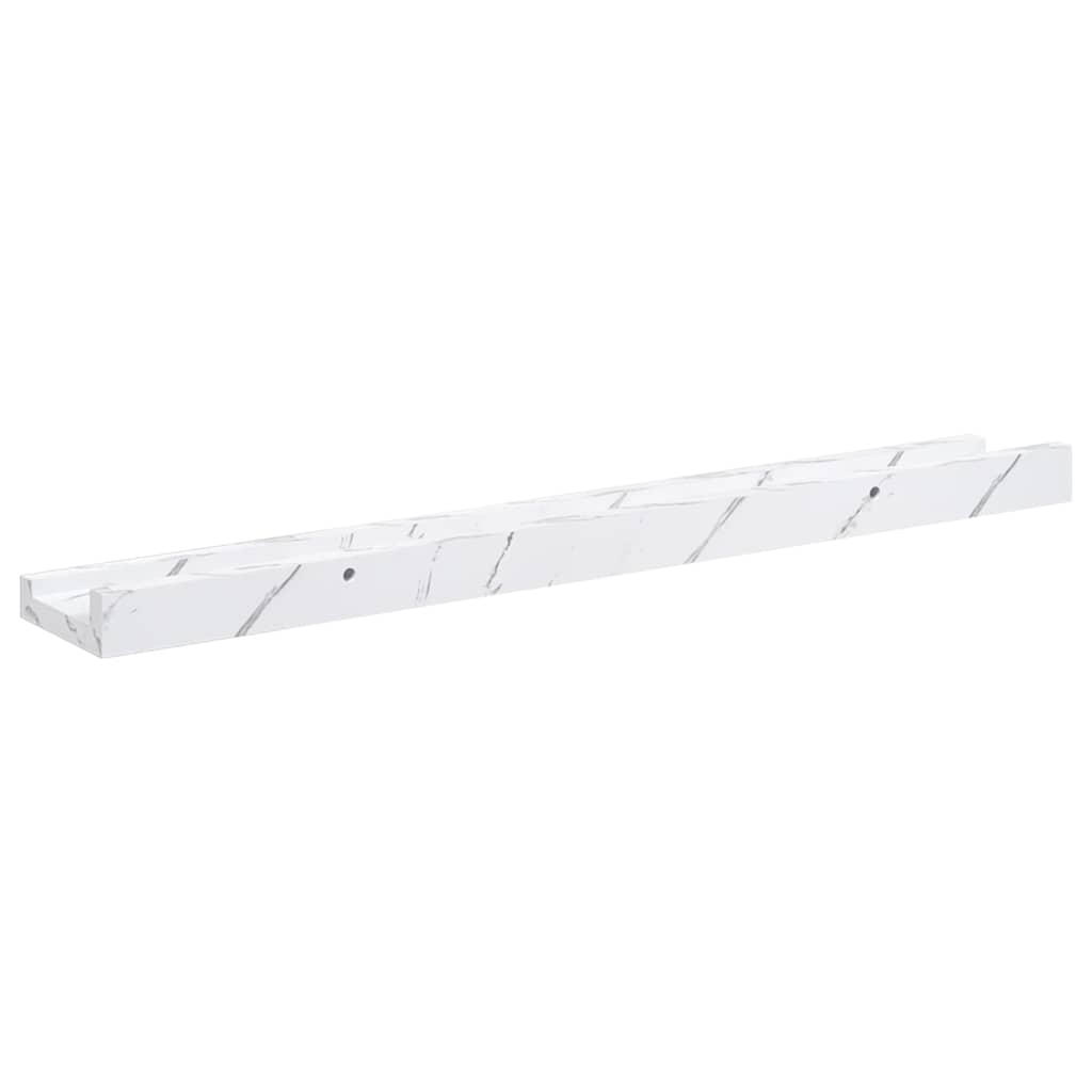 Sieninės lentynos su lentyna 2 pcs Balti marmuro 60 x 9 x 3 cm