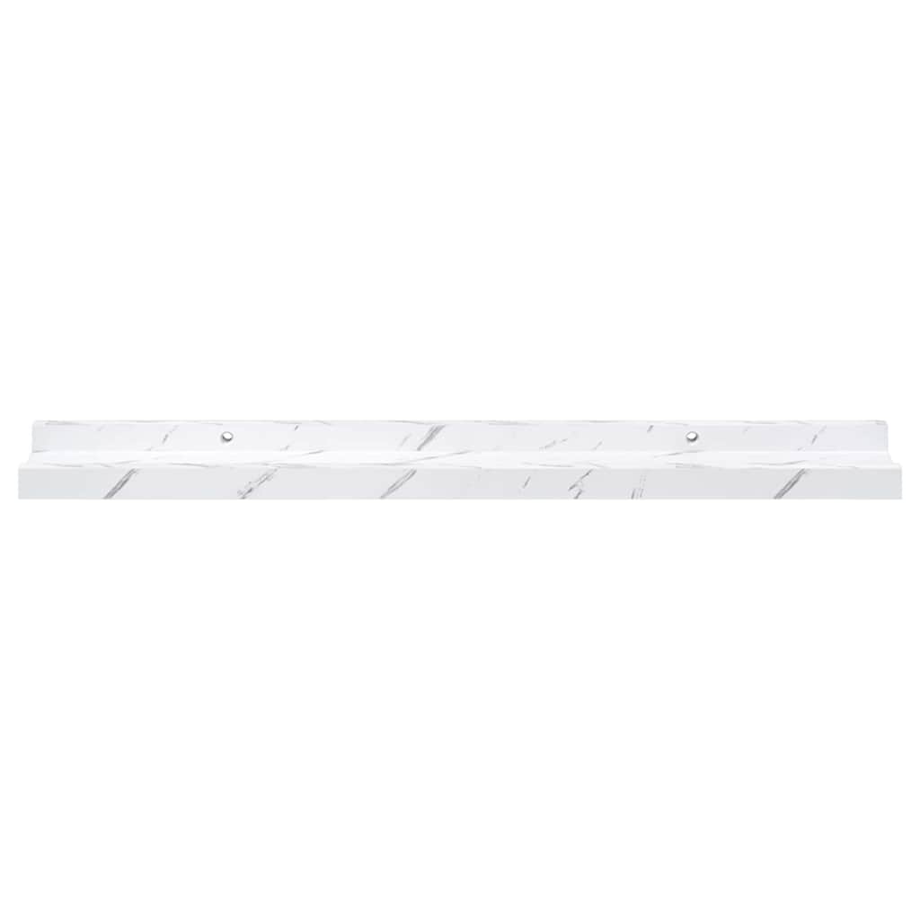 Sieninės lentynos su lentyna 2 pcs Balti marmuro 60 x 9 x 3 cm