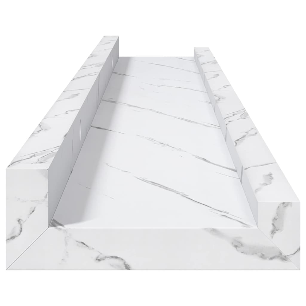 Sieninės lentynos su lentyna 2 pcs Balti marmuro 60 x 9 x 3 cm