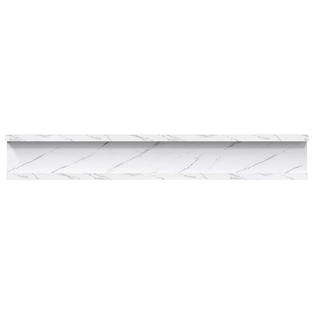 Sieninės lentynos su lentyna 2 pcs Balti marmuro 60 x 9 x 3 cm