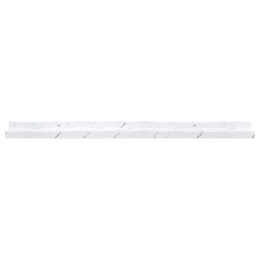 Sieninė lentyna su lentyna 2 pcs Balti marmuro 80 x 9 x 3 cm