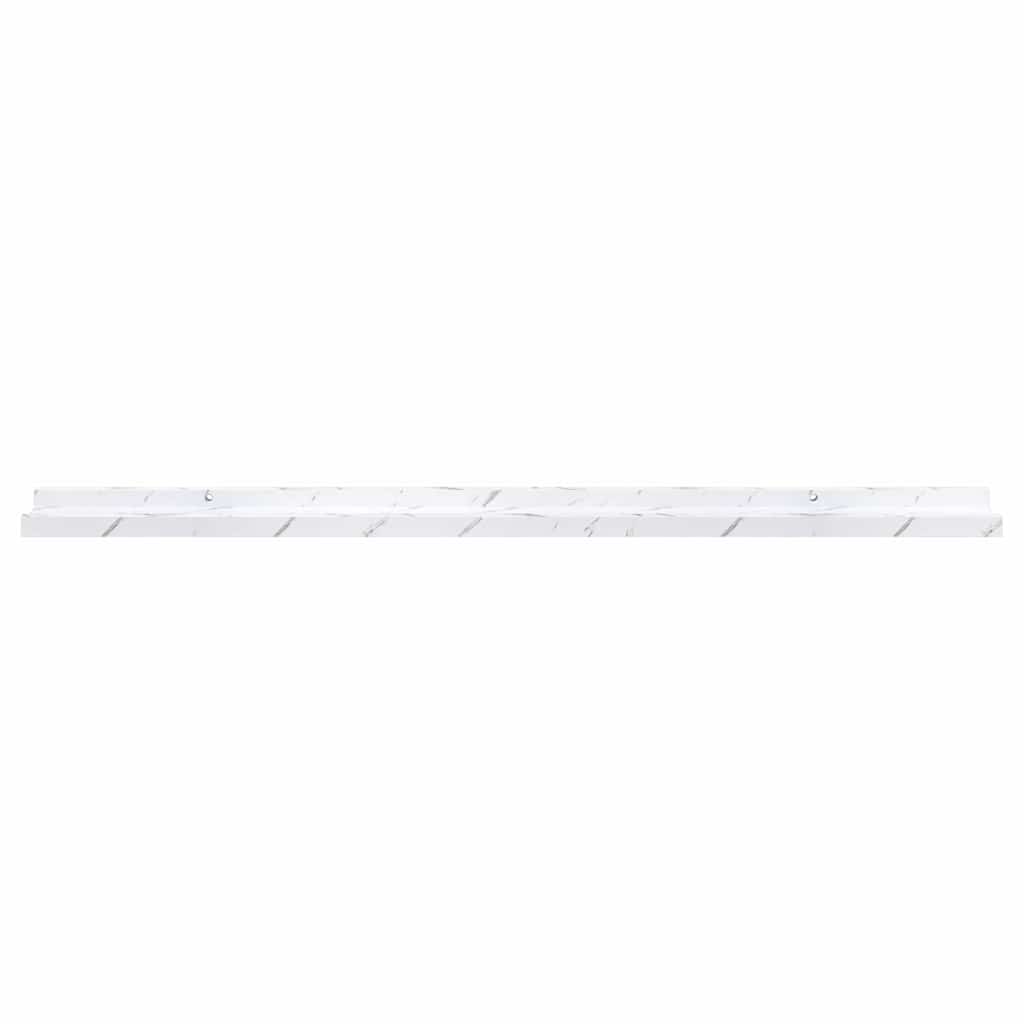 Sieninė lentyna su lentyna 2 pcs Balti marmuro 100 x 9 x 3 cm
