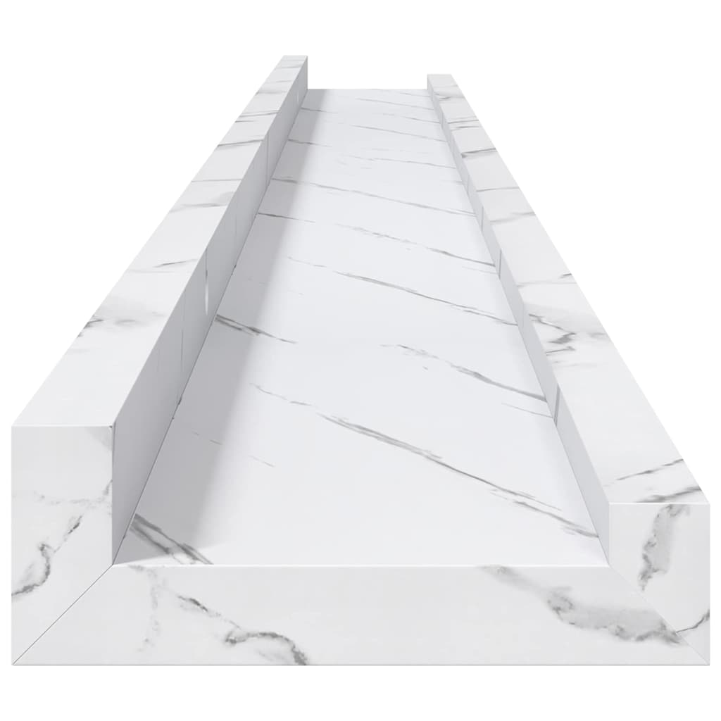 Sieninė lentyna su lentyna 4 pcs Balti marmuro 100 x 9 x 3 cm