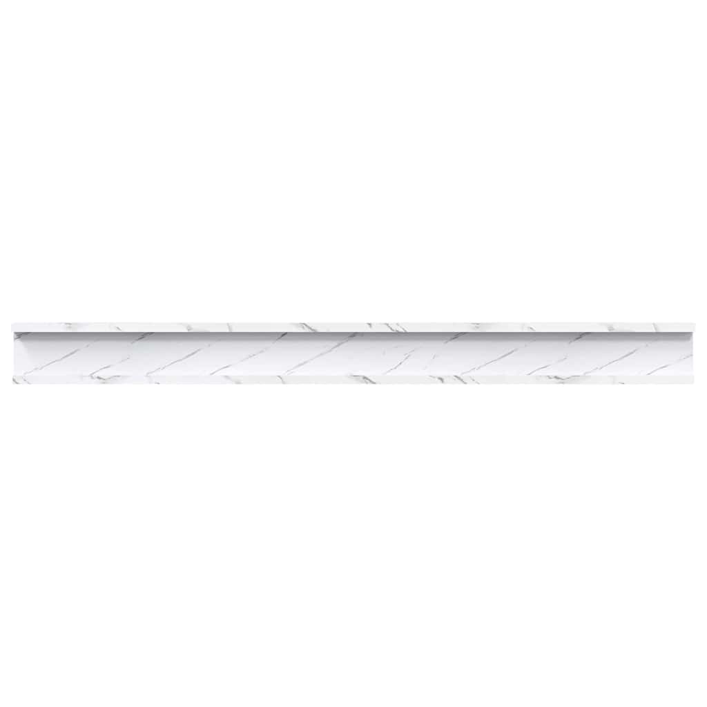 Sieninė lentyna su lentyna 4 pcs Balti marmuro 100 x 9 x 3 cm