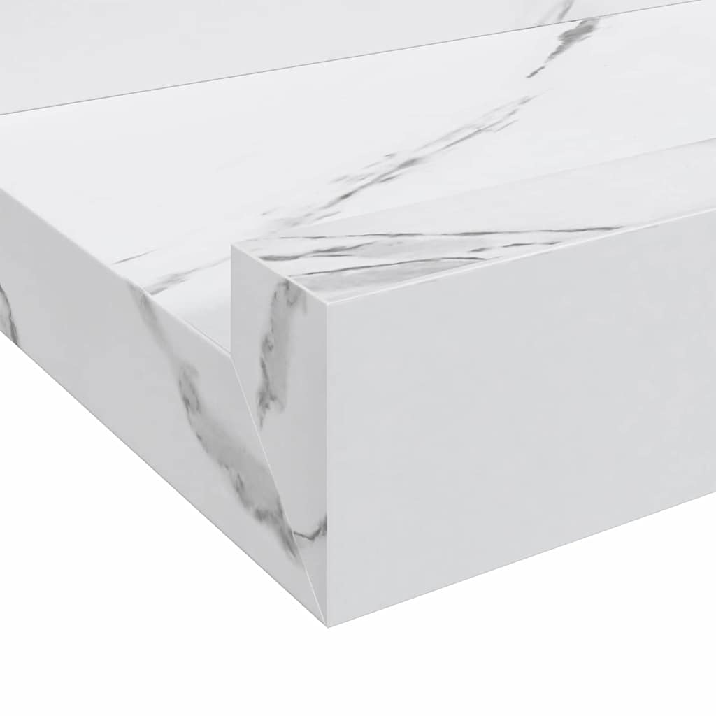Sieninės lentynos su lentyna 4 pcs Balti marmuro 115 x 9 x 3 cm