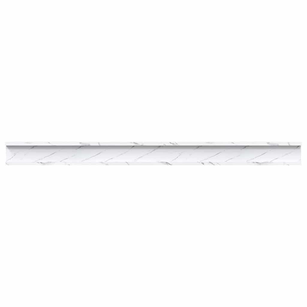 Sieninės lentynos su lentyna 4 pcs Balti marmuro 115 x 9 x 3 cm