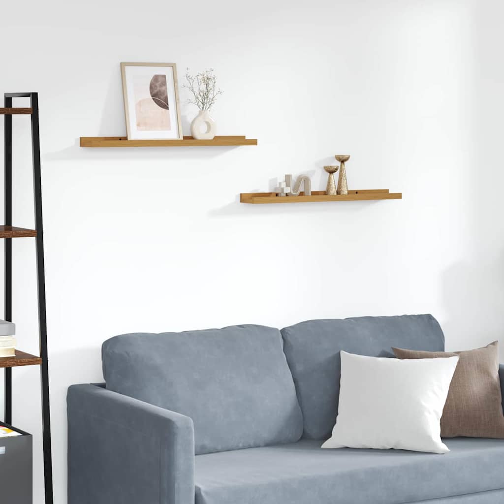 Sieninė lentyna 2 pcs Smėlio 60 x 9 x 3 cm Apdirbta mediena