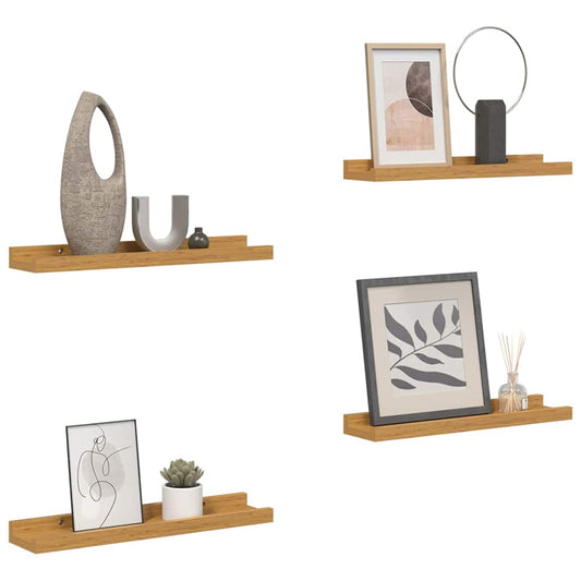 Sieninės lentynos 4 pcs Smėlio 60 x 9 x 3 cm Apdirbta mediena