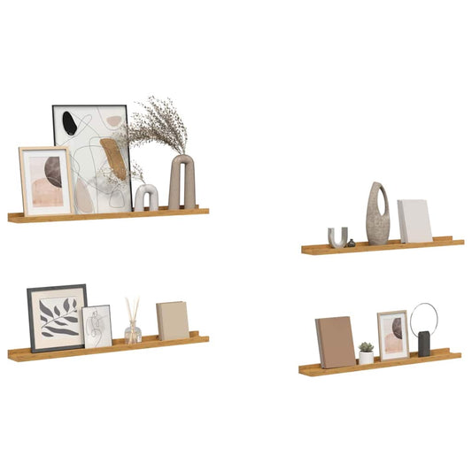 Sieninė lentyna 4 pcs Smėlio 80 x 9 x 3 cm Apdirbta mediena
