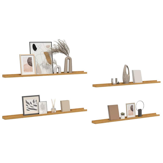 Sieninė lentyna 4 pcs Smėlio 115 x 9 x 3 cm Apdirbta mediena