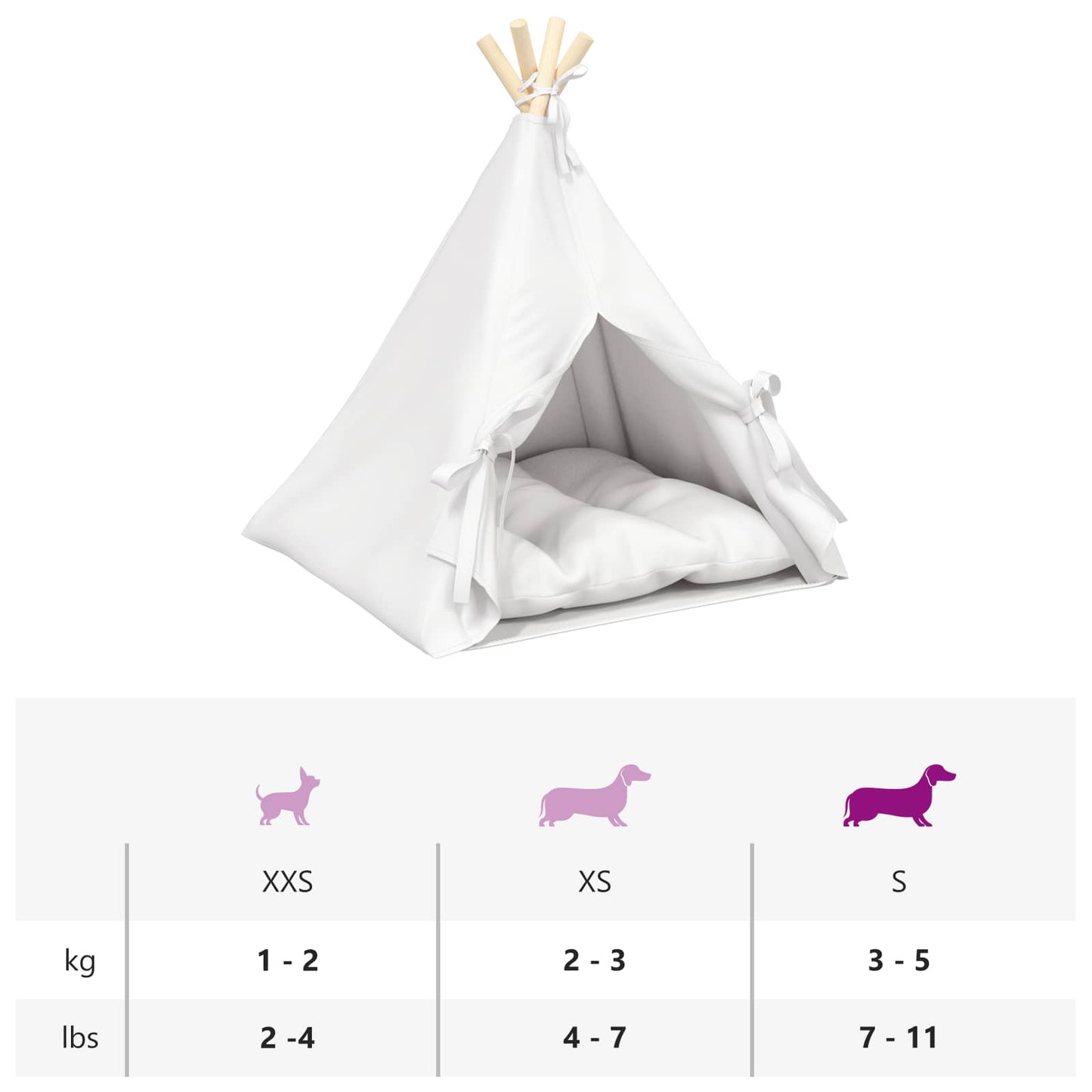 Gyvūnų teepee su pagalve Balta 50 x 50 x 60 cm Poliesteris