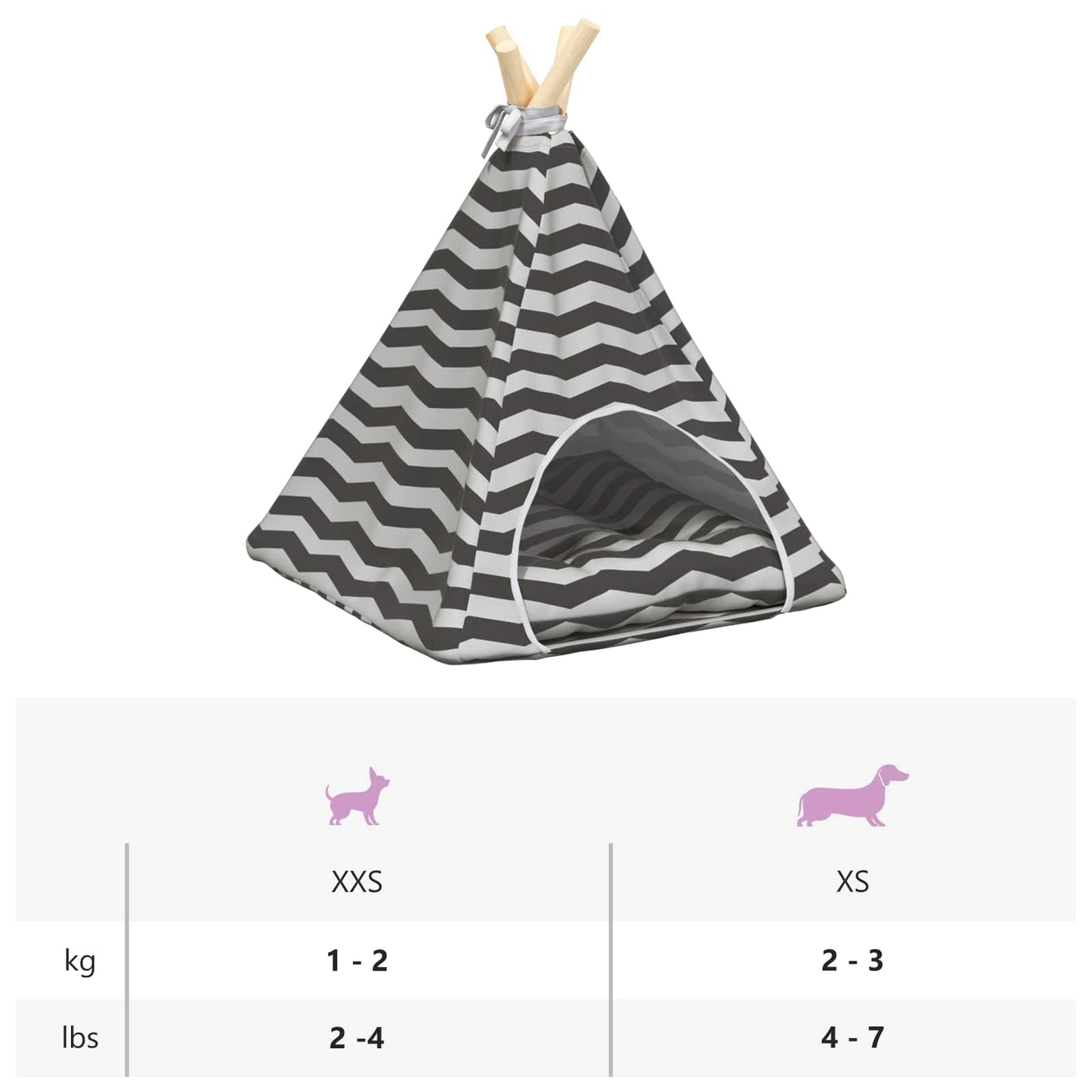 Gyvūnų teepee su pagalve Balta ir pilka 40 x 40 x 50 cm