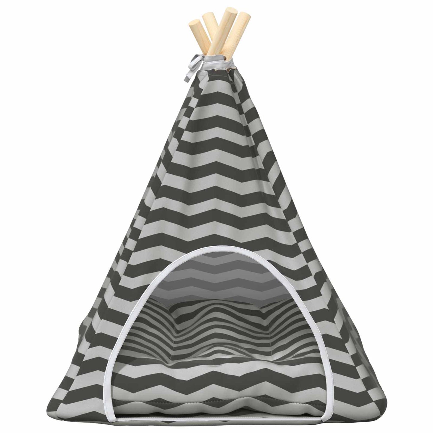 Gyvūnų teepee su pagalve Balta ir pilka 50 x 50 x 60 cm