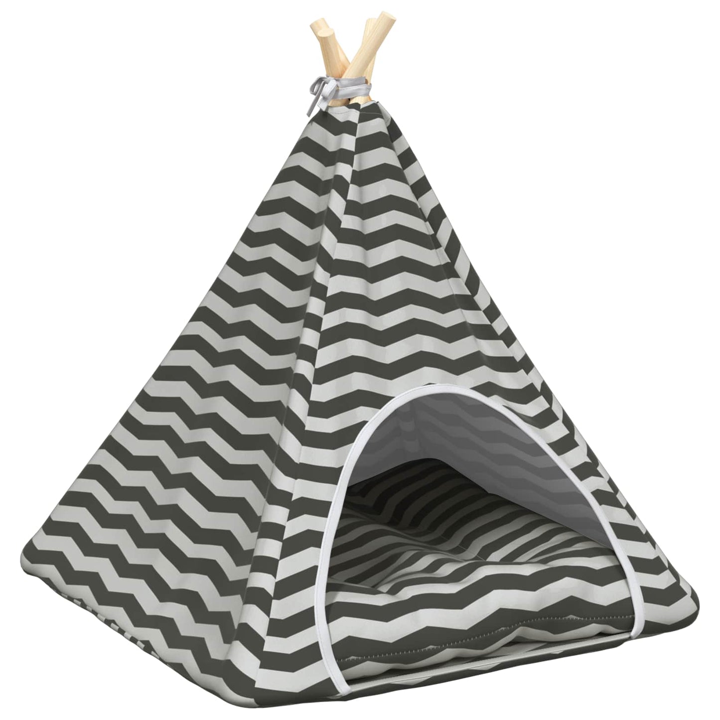 Gyvūnų teepee su pagalve Balta ir pilka 60 x 60 x 70 cm
