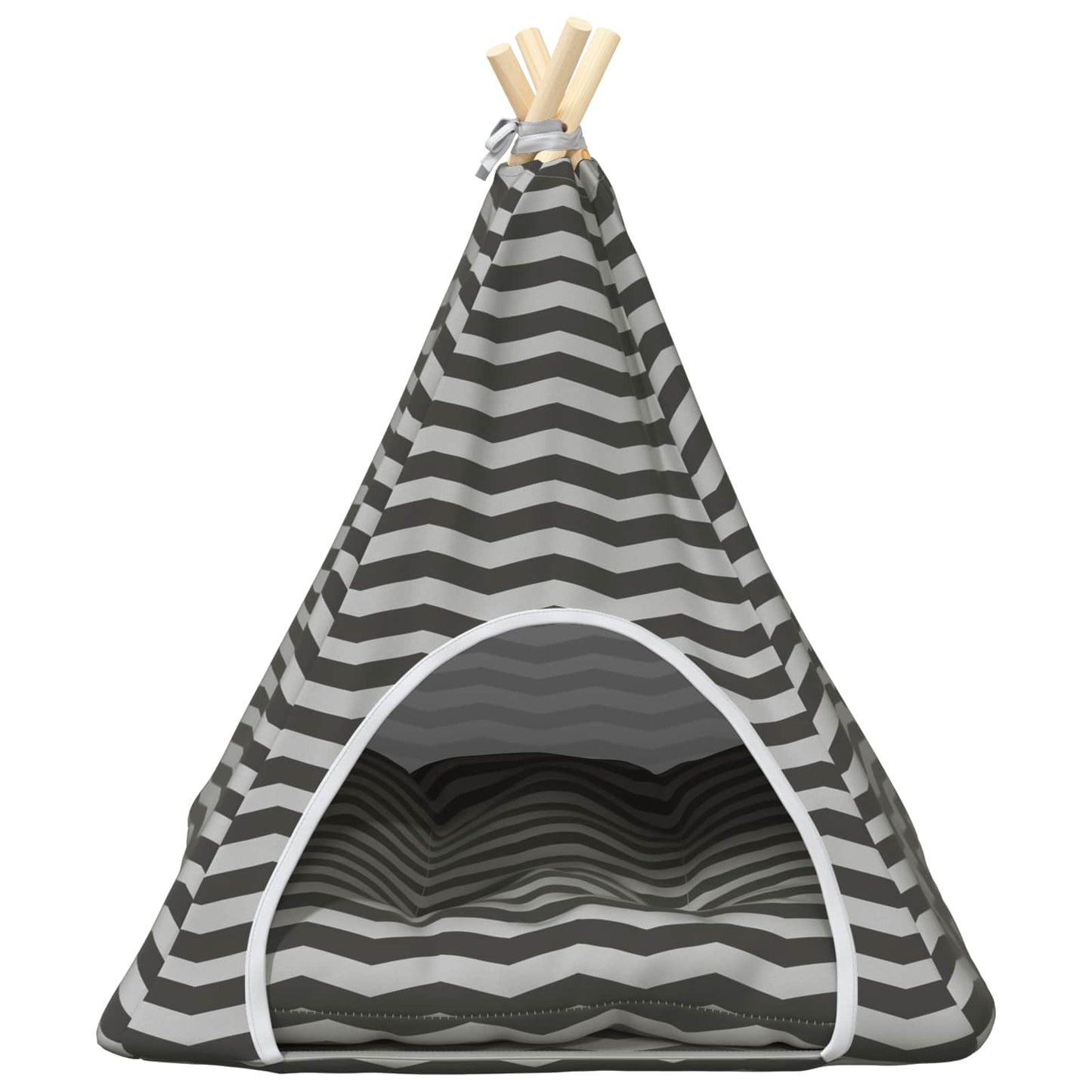 Gyvūnų teepee su pagalve Balta ir pilka 60 x 60 x 70 cm