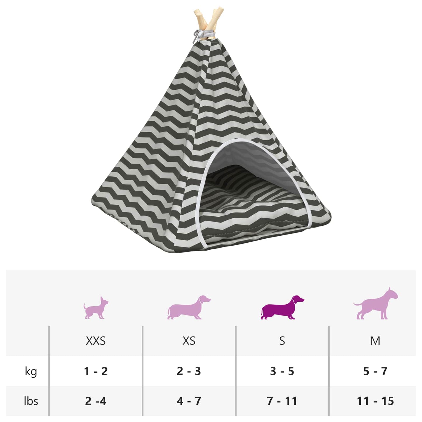 Gyvūnų teepee su pagalve Balta ir pilka 60 x 60 x 70 cm