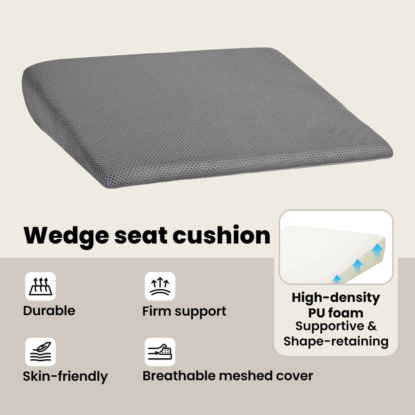Sėdynės pagalvėlė Pilka 39 x 38 x 8,5 cm PU putos