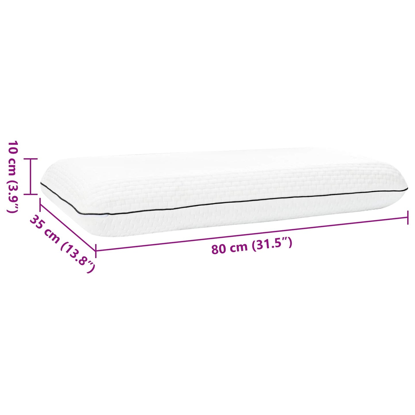 Miegamoji pagalvė Paprastas Balta 80 x 35 x 10 cm Gelio putos