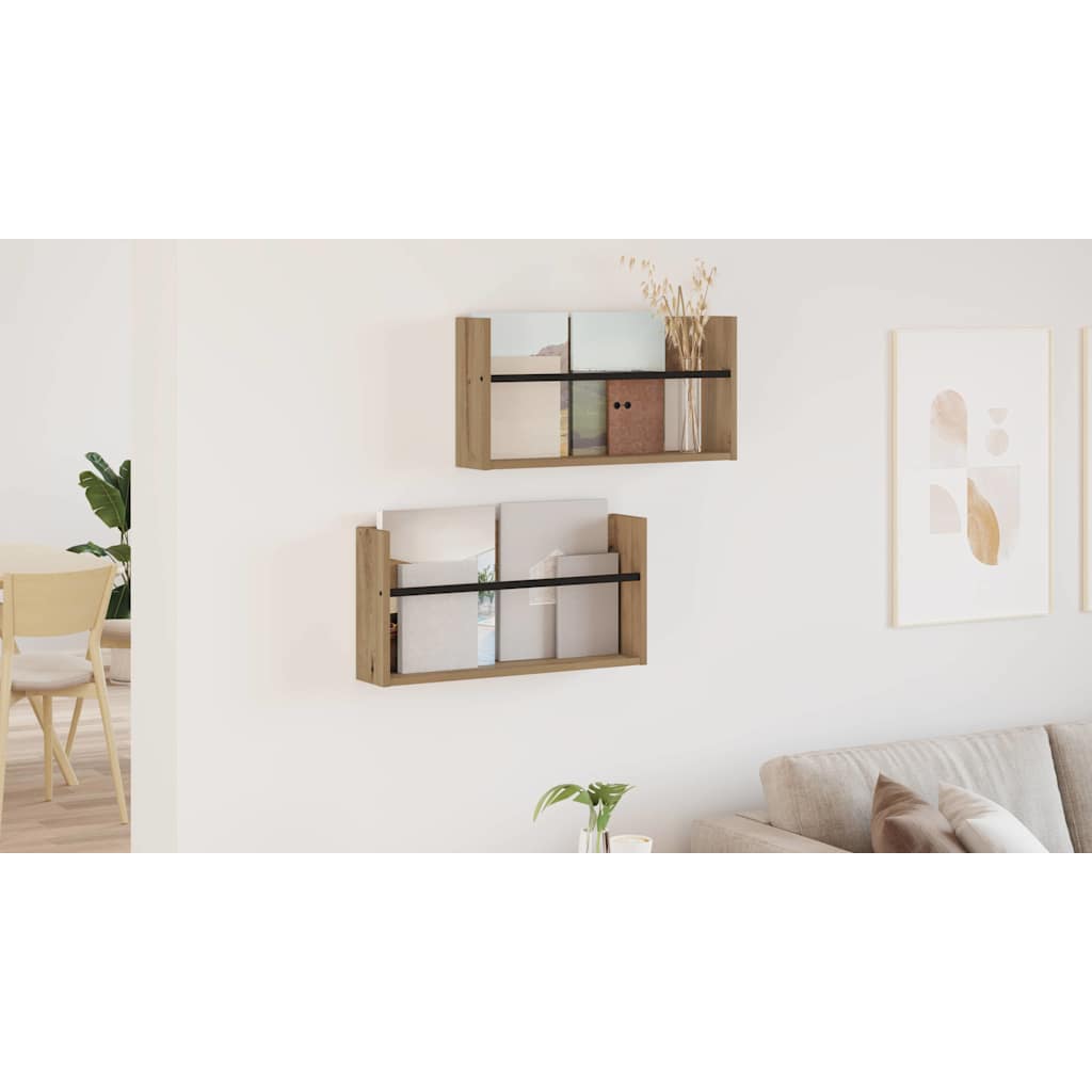 Žurnalų stovas 2 pcs Amatininkų ąžuolas 60 x 12 x 30 cm