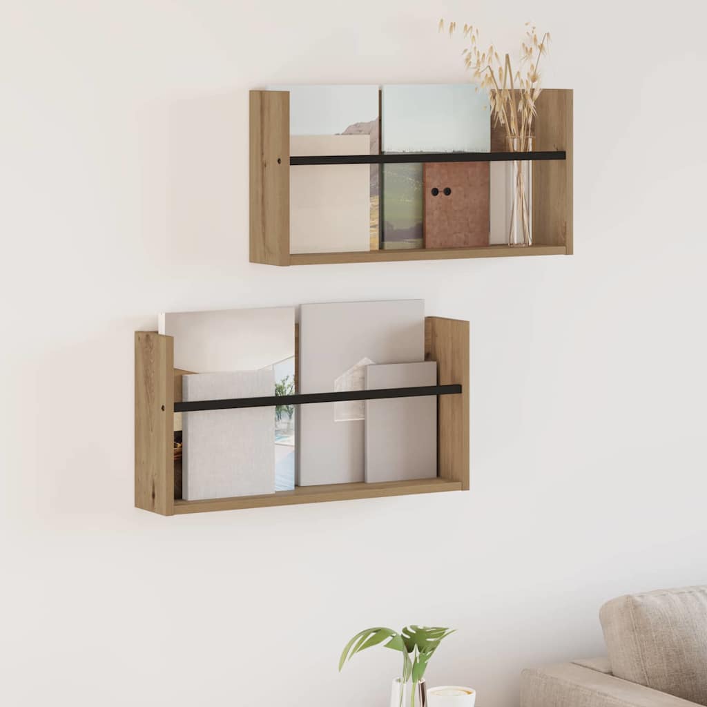 Žurnalų stovas 2 pcs Amatininkų ąžuolas 60 x 12 x 30 cm