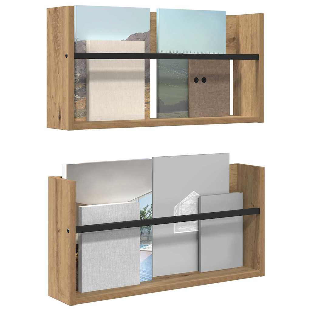 Žurnalų stovas 2 pcs Amatininkų ąžuolas 60 x 12 x 30 cm