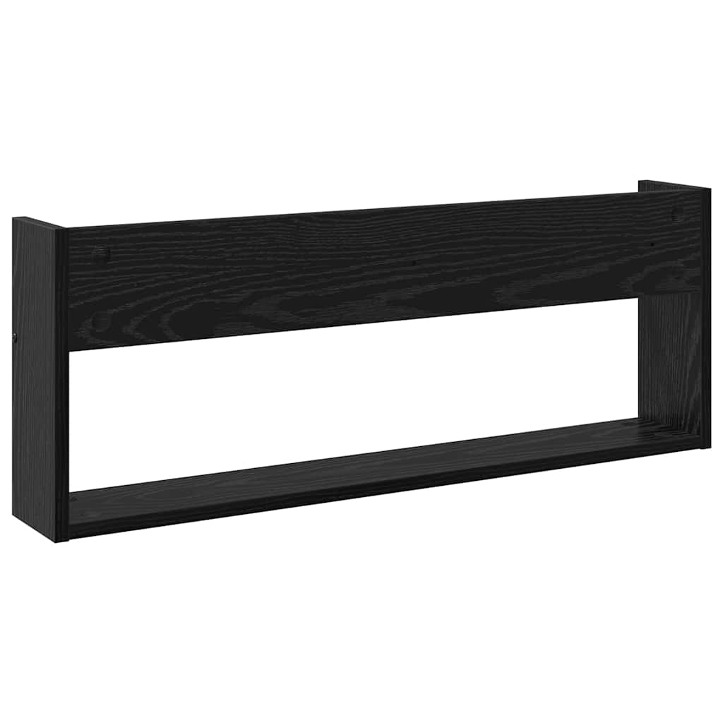 Žurnalų stovas su lentyna 2 pcs Juodas ąžuolas 80 x 12 x 30 cm