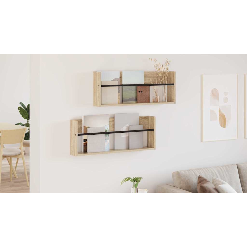 Žurnalų stovas su lentyna 2 pcs Sonoma ąžuolas 80 x 12 x 30 cm
