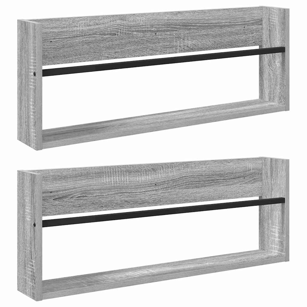 Žurnalų stovas su lentyna 2 pcs Pilkas Sonoma 80 x 12 x 30 cm