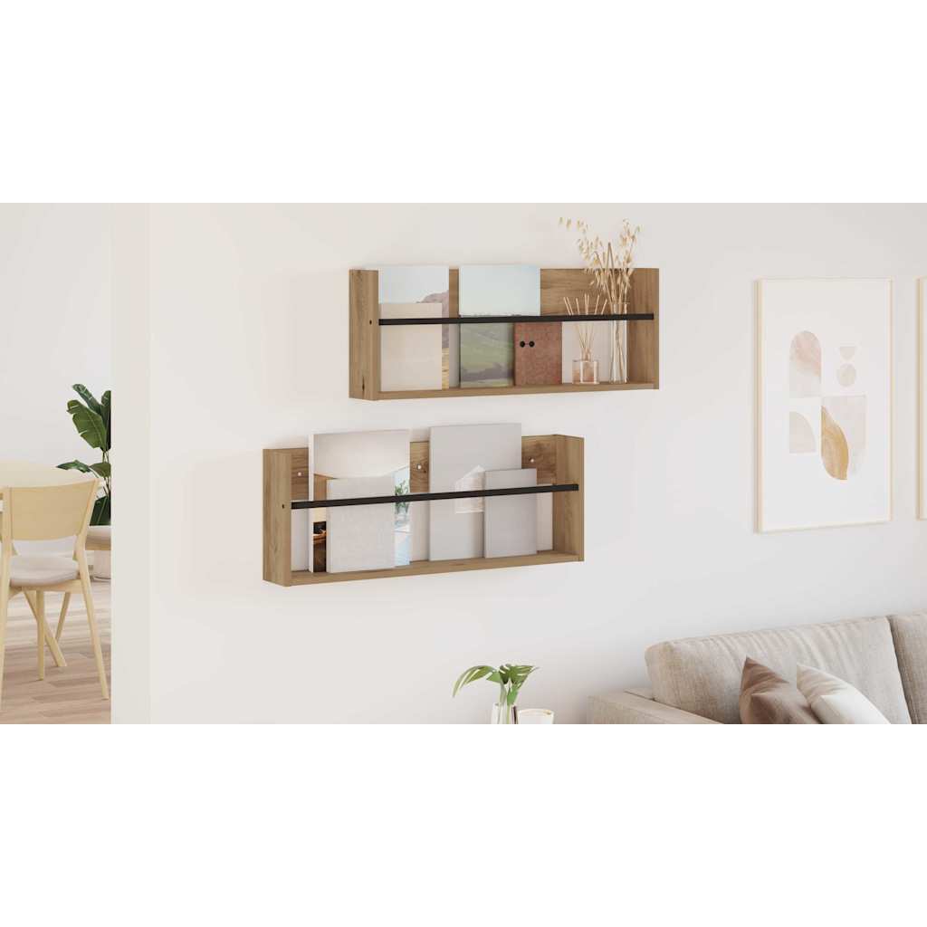 Žurnalų stovas 2 pcs Amatininkų ąžuolas 80 x 12 x 30 cm