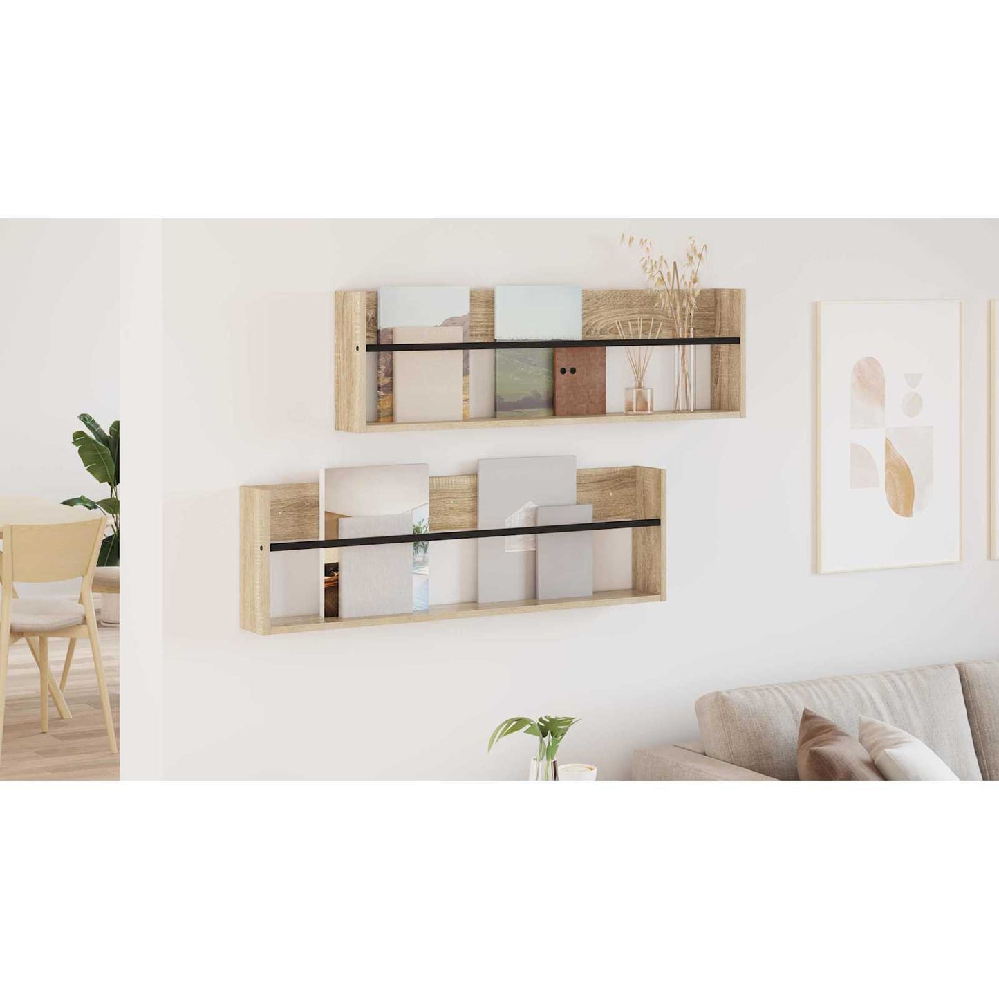 Žurnalų stovas su lentyna 2 pcs Sonoma ąžuolas 100 x 12 x 30 cm