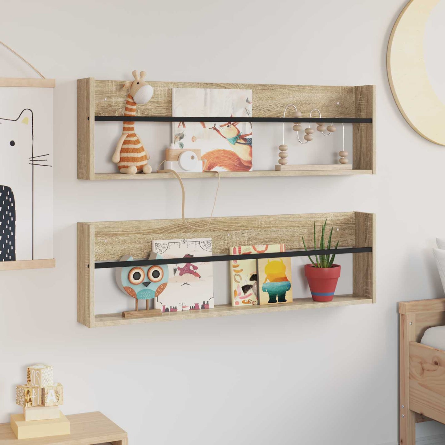 Žurnalų stovas su lentyna 2 pcs Sonoma ąžuolas 100 x 12 x 30 cm