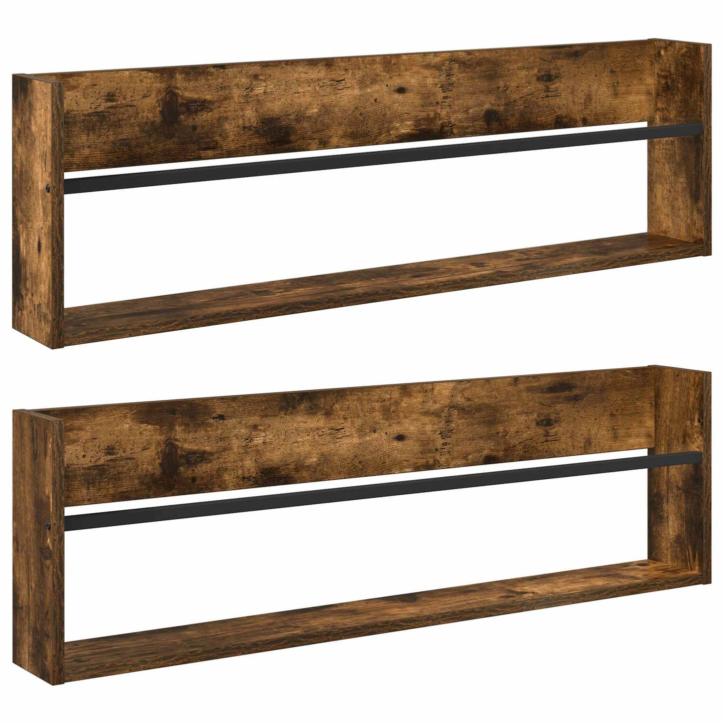 Žurnalų stovas su lentyna 2 pcs Rūkyta ąžuolas 100 x 12 x 30 cm