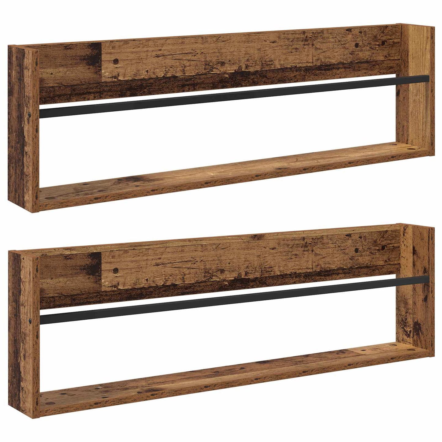 Žurnalų stovas su lentyna 2 pcs Senas medis 100 x 12 x 30 cm
