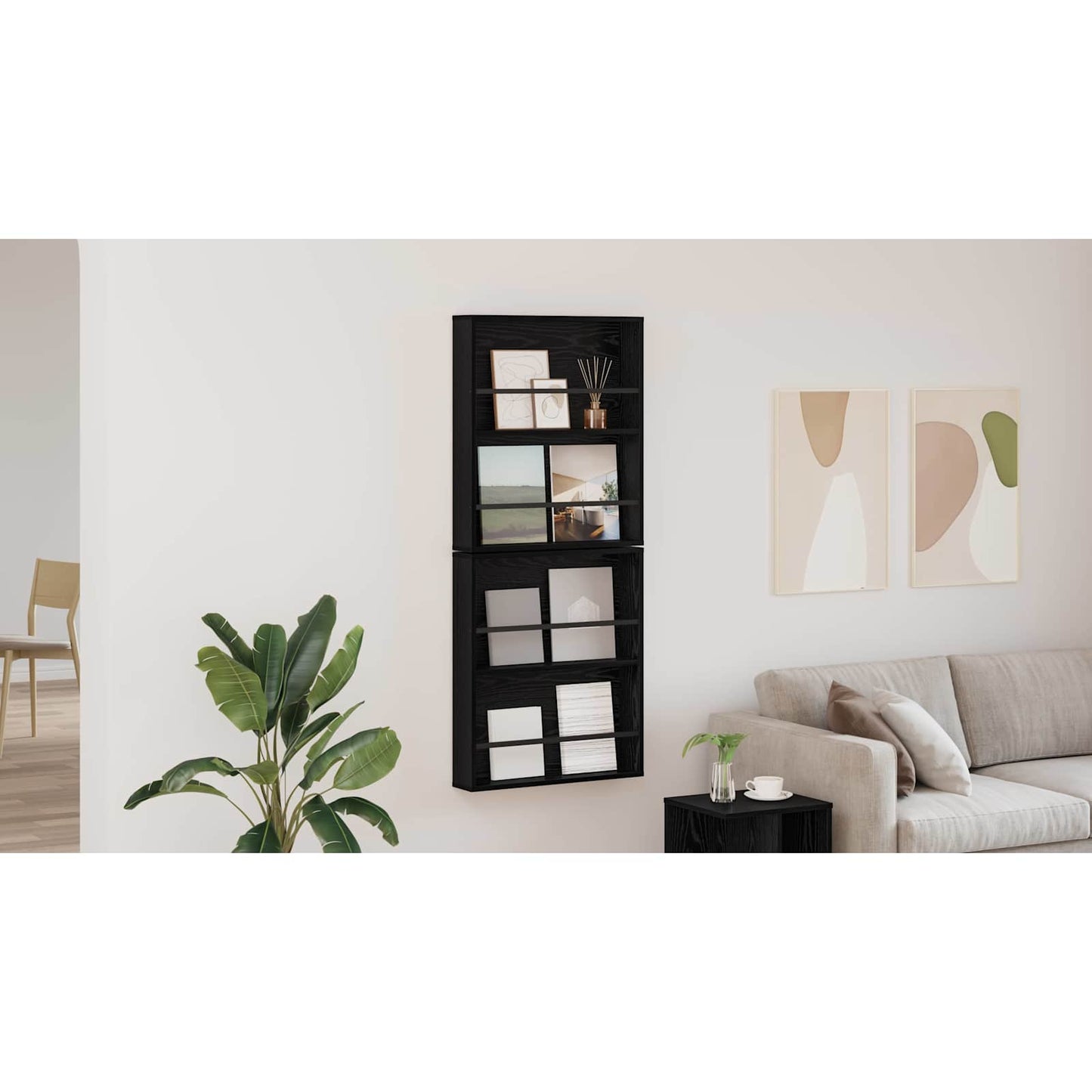 Žurnalų stovas su lentyna 2 pcs Juodas ąžuolas 60 x 12 x 70 cm