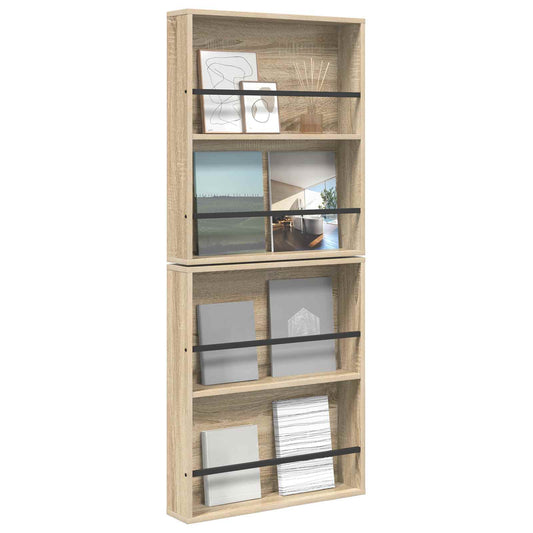 Žurnalų stovas su lentyna 2 pcs Sonoma ąžuolas 60 x 12 x 70 cm