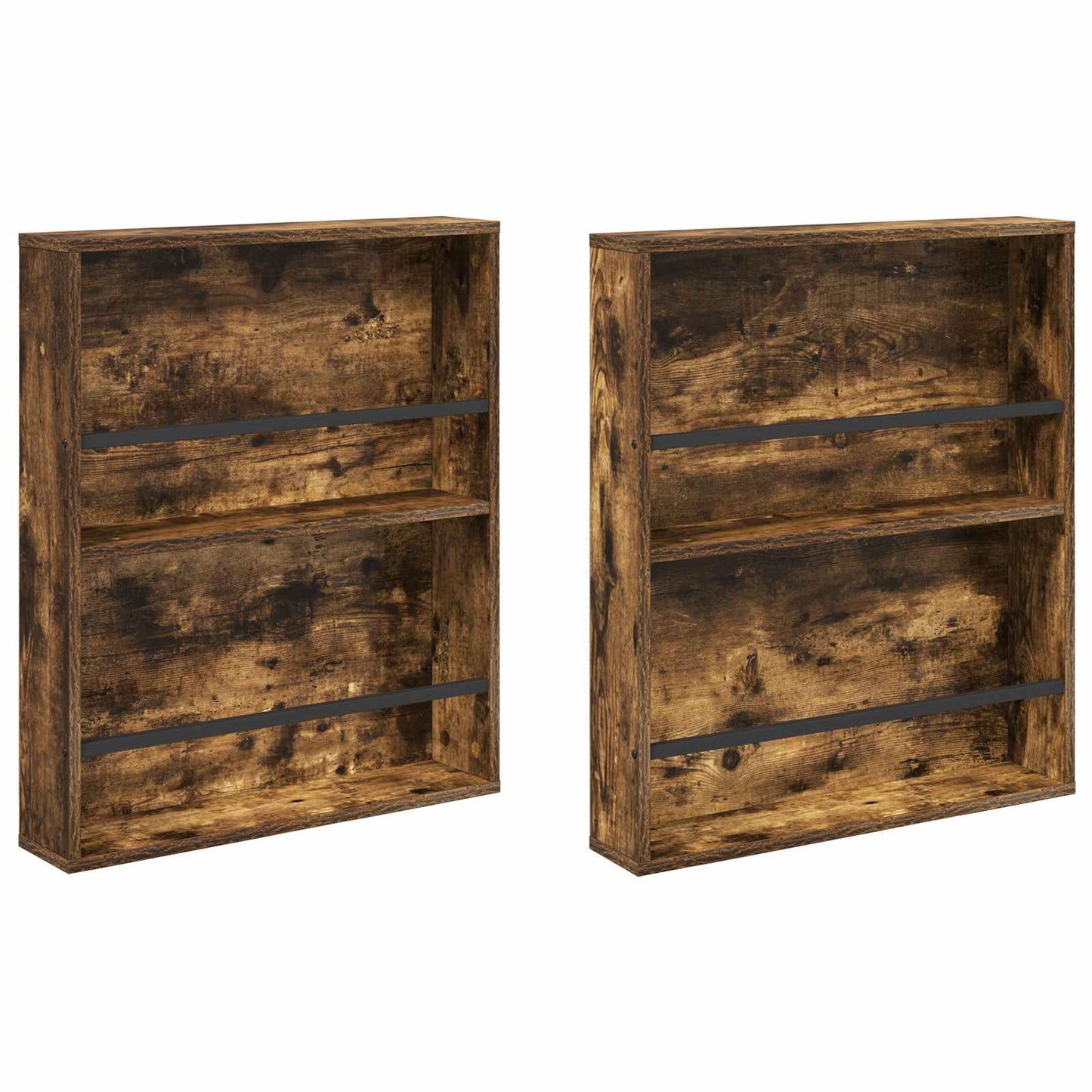 Žurnalų stovas su lentyna 2 pcs Rūkyta ąžuolas 60 x 12 x 70 cm