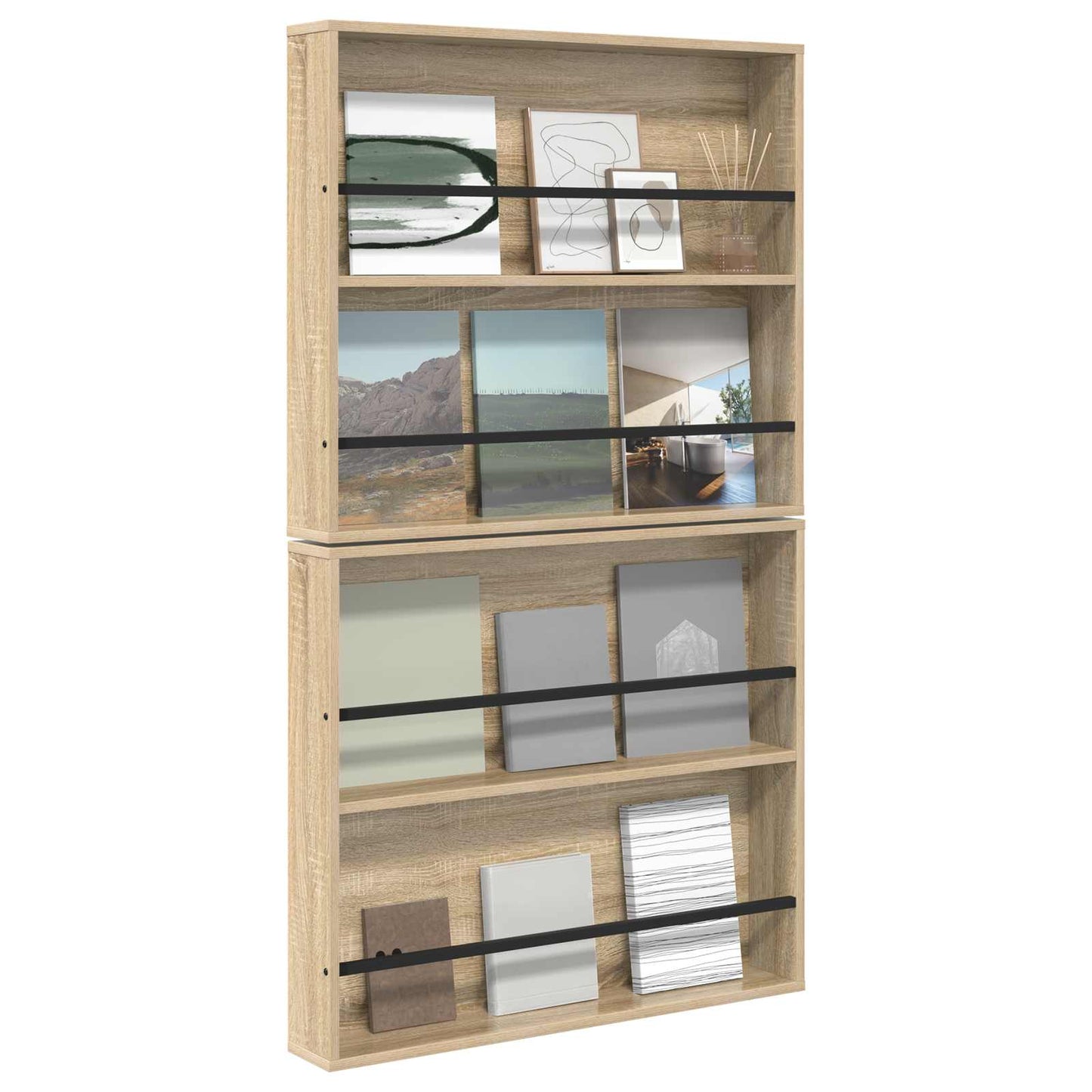 Žurnalų stovas su lentyna 2 pcs Sonoma ąžuolas 80 x 12 x 70 cm