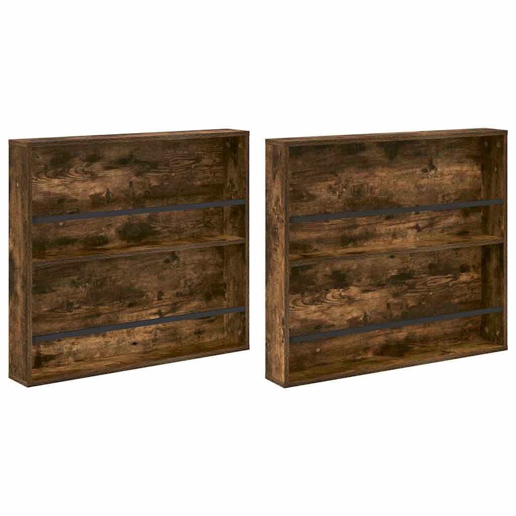 Žurnalų stovas su lentyna 2 pcs Rūkyta ąžuolas 80 x 12 x 70 cm
