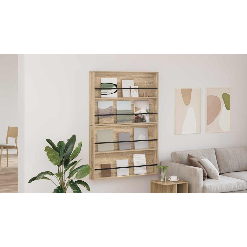 Žurnalų stovas su lentyna 2 pcs Sonoma ąžuolas 100 x 12 x 70 cm