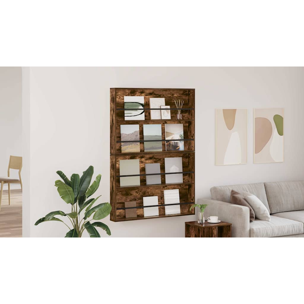 Žurnalų stovas su lentyna 2 pcs Rūkyta ąžuolas 100 x 12 x 70 cm