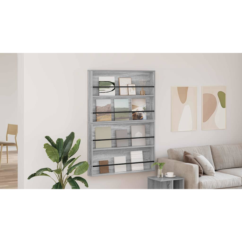 Žurnalų stovas su lentyna 2 pcs Pilkas Sonoma 100 x 12 x 70 cm