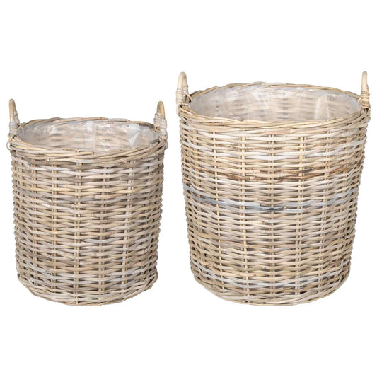 Gėlių krepšys su saugykla 2 pcs Pilka Lacak rotangas