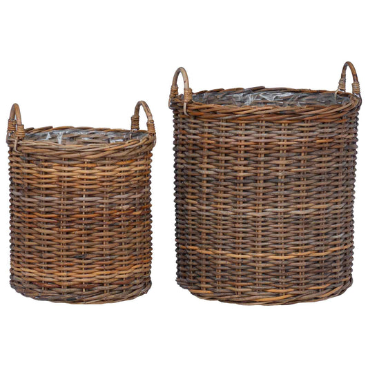 Gėlių krepšys su saugykla 2 pcs Ruda Lacak rotangas