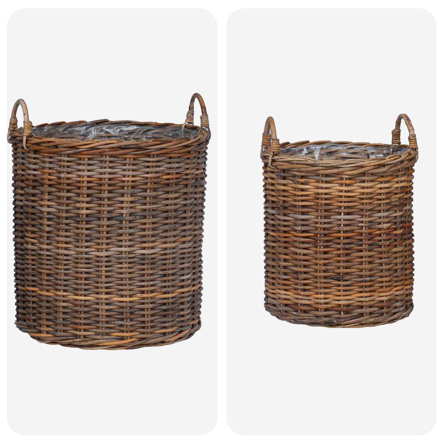 Gėlių krepšys su saugykla 2 pcs Ruda Lacak rotangas