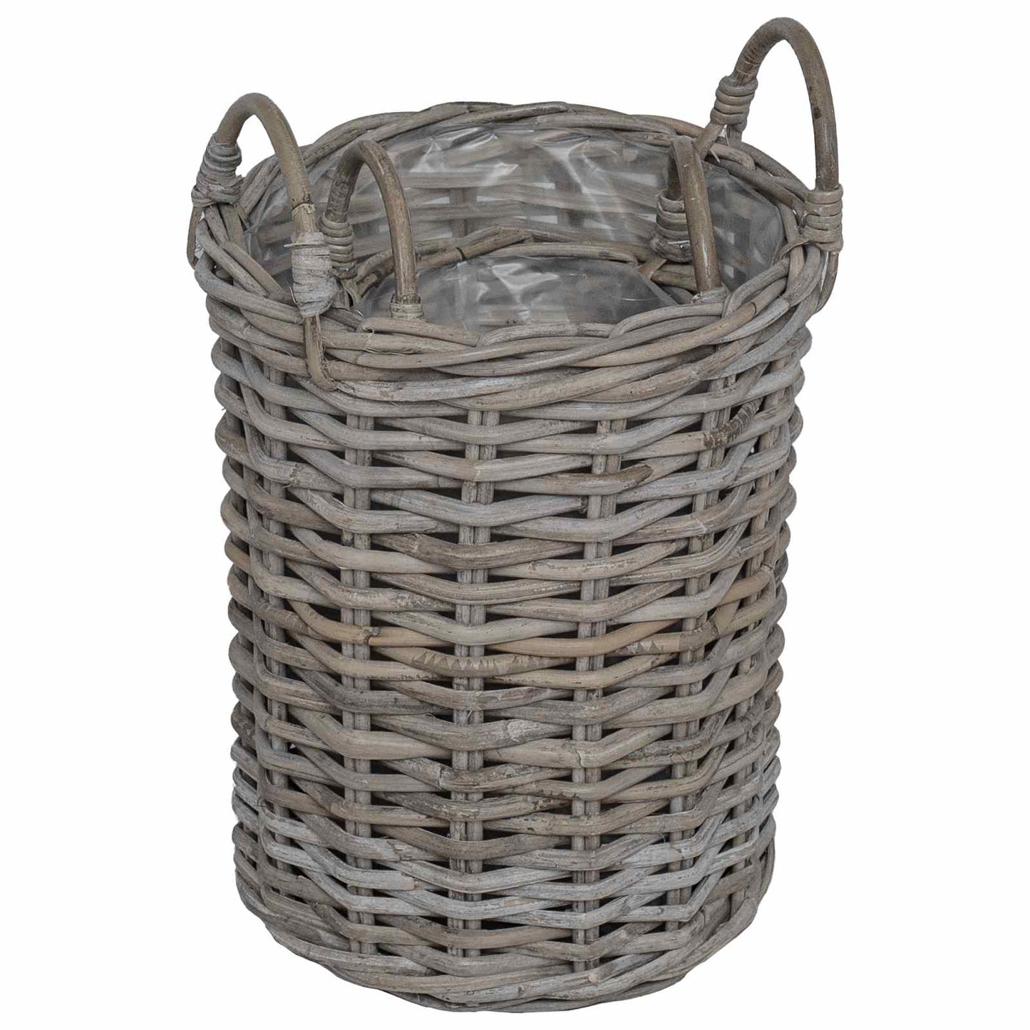 Gėlėms skirtas krepšys su saugykla 2 pcs Pilka Kubu ratanas