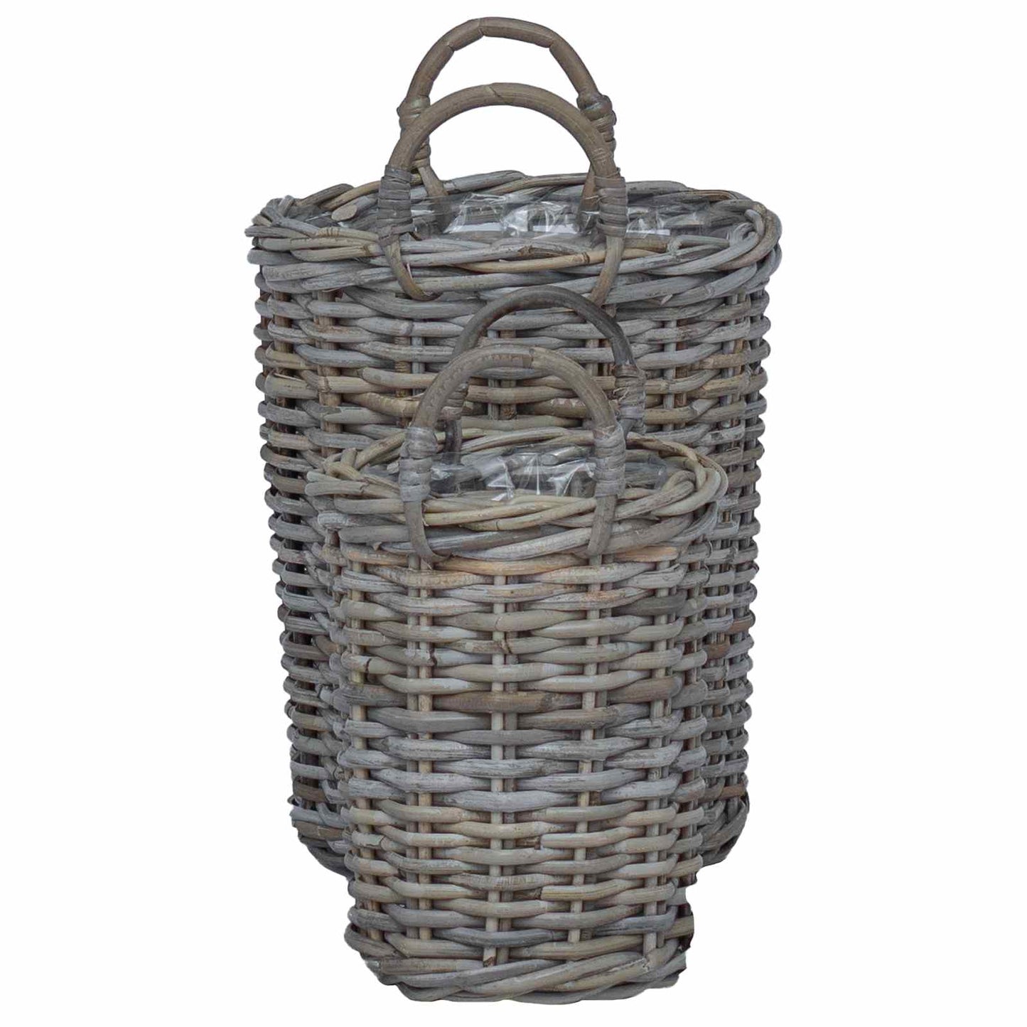 Gėlėms skirtas krepšys su saugykla 2 pcs Pilka Kubu ratanas